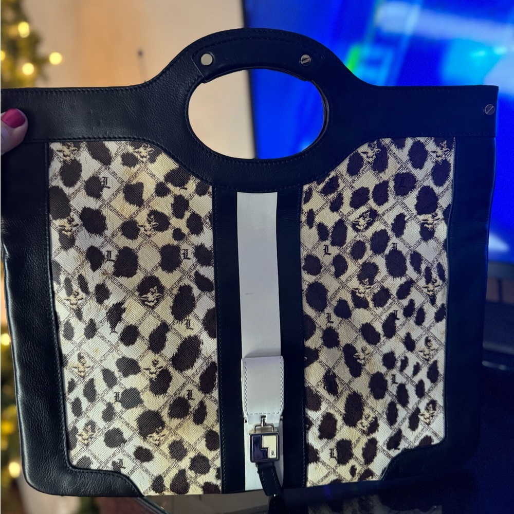 L.A.M.B. Black and White Leopard bag  / clutch
